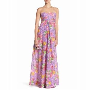 OndadeMar Strapless Floral Print Dress Size: Large